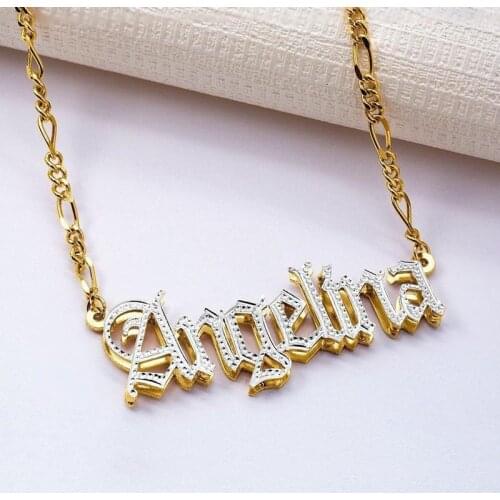 3UMeter 2020 New Custom Name Necklace Women Double Plated Gothic Nameplate Necklace Personalized Customized Necklace Gift