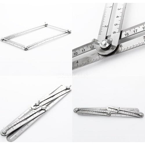 50Pcs/Lot Stainless Steel Measuring Tools Multi-angle Forms Template Tool Four-sided Ruler