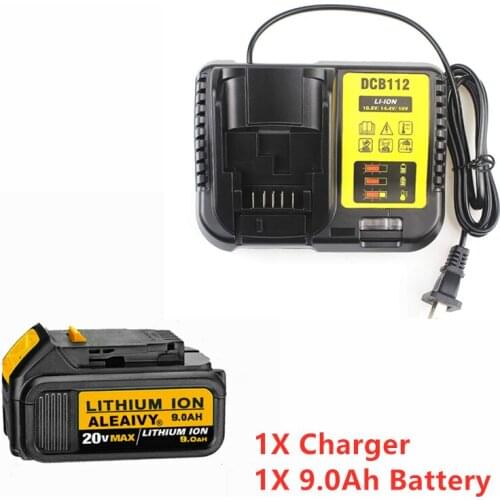 9000mAh 18V For Dewalt Power Tool Battery for Dewalt DCB180 DCB181 DCB182 DCB201 DCB201-2 DCB200 DCB200-2 DCB204-2 With Charger