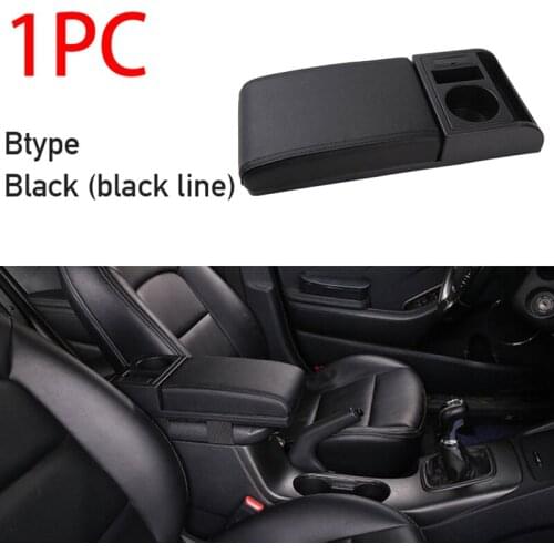 Car Universal Pu Leather Armrest Cup Holder Storage Box Soft Elbow Support Cushion Movable Armrest Pad