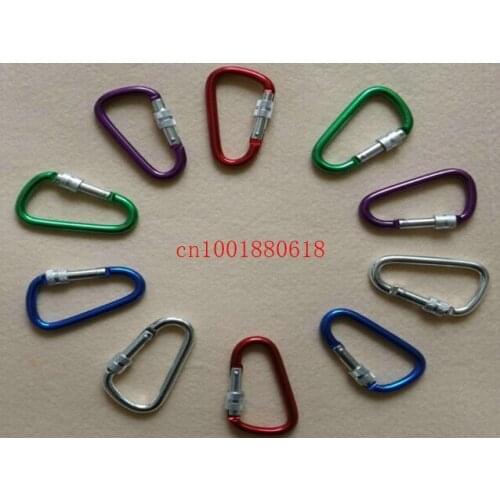 Free Shipping 6# (6cm size) D-shaped Aluminum Alloy Hiking Carabiner Clip Hook With Screw Lock 1000pcs/lot