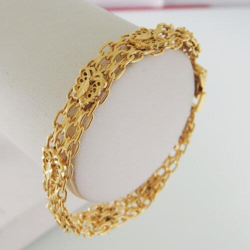 YELLOW GOLD GP PLATED OVERLAY VIVID BUTTERFLY PATTERN 19CM BRACELETHIGH QUALITY