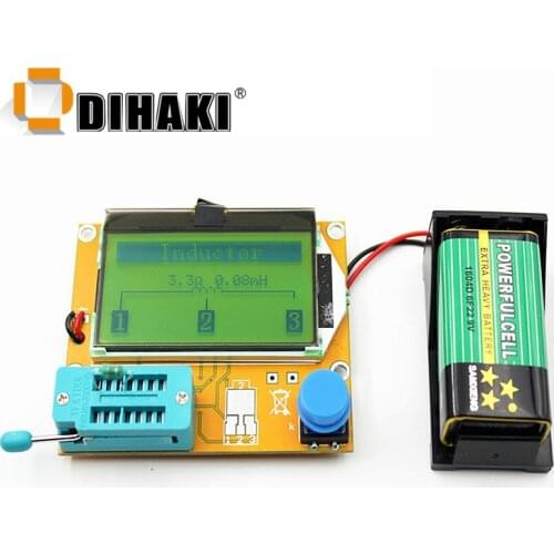 Digital Battery Transistor Tester LCR ESR Meter Mega328 Diode Triode Capacitance Resistor MOS/PNP/NPN + Test Clip