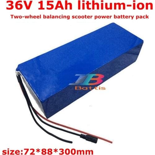 Long size 36V 15AH Battery Lithium ion Repalcement for 2 Wheel Foldable Electric Scooter 300w 600w motor E-bike + 2A charger