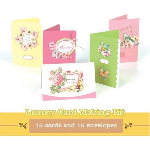 ENO Greeting DIY 15 Cards Making Kit Floral Flower Blank Card Pack Gift Kids Paper Craft
