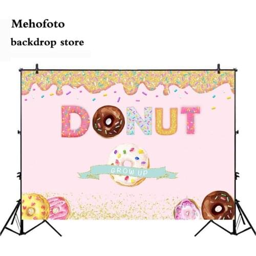 Mehofoto Donut Party Supplies Photography Backdrop Happy Theme Parties Photo Background Grow Up Sprinkles Kids Backdrops 164