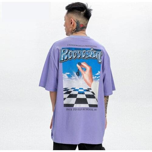 Fashion Mens Tshirt Oversized Retro Hip Hop Streetwear Casual Letter Print Mens And Womens Loose Fit Short Sleeve T-shirt