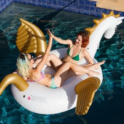 240cm Giant Unicorn Pool Float Inflatable Mattress Swimming Ring Floating Bed Ride-On Raft Swimming Circle Pool Party Toys