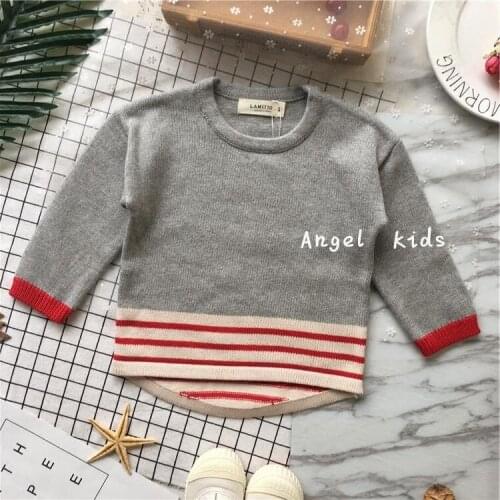 Tonytaobaby Spring and Autumn New Boys and Girls Striped Contrast Cotton Sweater