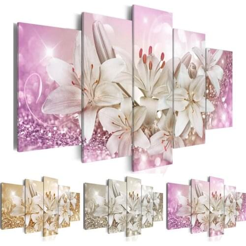 5 Pieces Flower Prints Home Decor Canvas Painting Wall Art Modern Modular Pictures For Living Room Poster Framed
