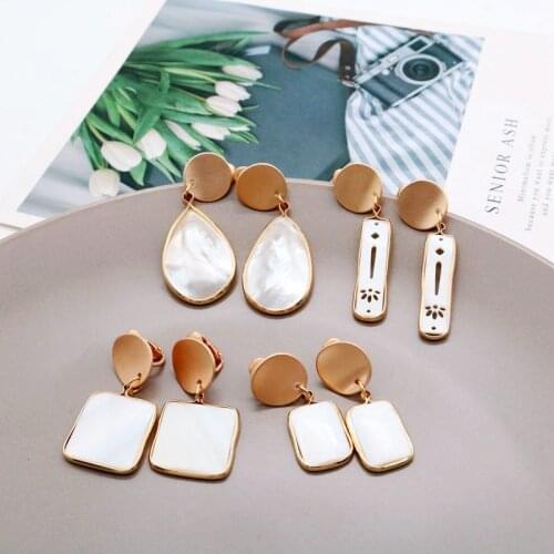 Square Teardrop Rectangle Elegant Geometric Shell Clip Earring Filigree New For Women