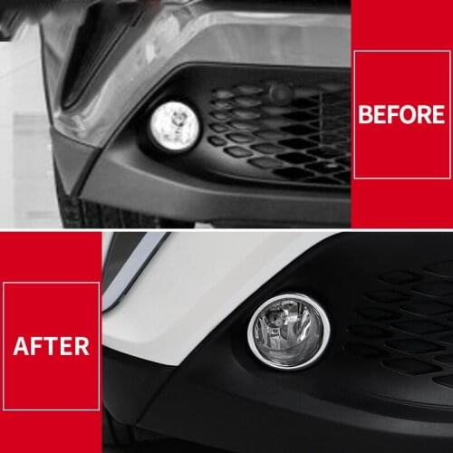 Foal Burning Car Chrome Front Fog Light Trim Fog Lamp Lamps Cover Ring Stickers for Toyota C-HR CHR 2016 2017 2018 Accessories
