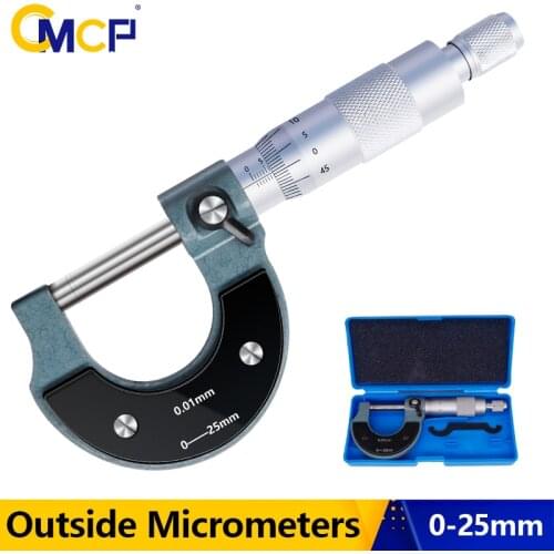 CMCP Outside Micrometers Metric 0-25mm Precision 0.01mm With Mini Wrench Gauge Caliper Tool Outside Diameter Micrometer
