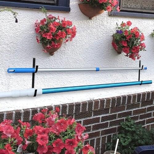 Swimming Pool Po-le Holder Wall Mount 4 Pcs Aluminum Pool Po-le Hanger Hooks for Telescopic Po-le, Brush, Vacuum Hose