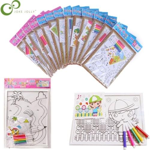 5Pcs Kids 3D Coloring Painting Toys PVC Cartoon Relief Painting With Coloring Pens Montessori Educational Toy for Children ZXH