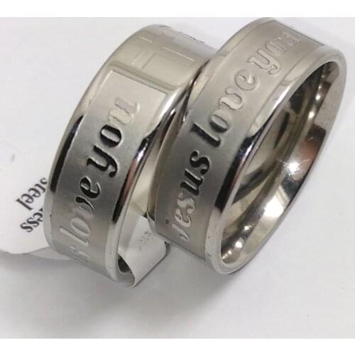Wholesale 30PCS Engrave Mens JESUS LOVE YOU stainless steel CROSS rings Top Quality Religious Jewelry Lot