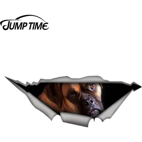 Jump Time 13cm x 4.8cm German boxer dog decal 3D Pet Graphic Vinyl Decal Car Window Laptop Bumper Animal Car Stickers