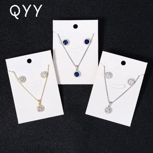 QYY Fashion Jewelry Sets Cubic Zirconia Necklace and Earrings Set for Women Accessories 2021 Trendy Party Jewellery Gifts