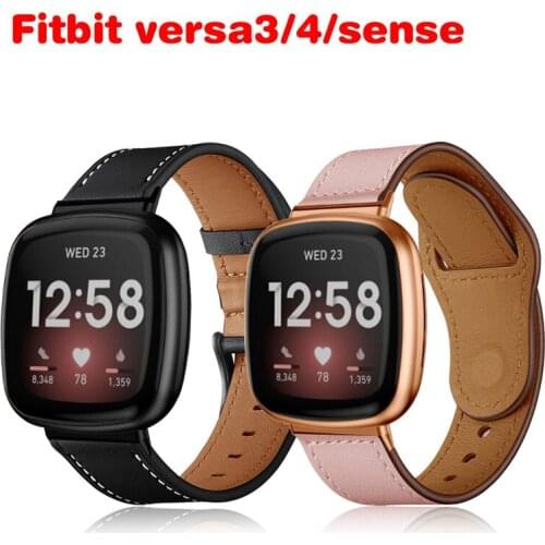 Leather Ventilation Bracelet Strap For Fitbit Versa 2 3 Sense Band Loop Genuine Leather Smart Watch Strap Replacement