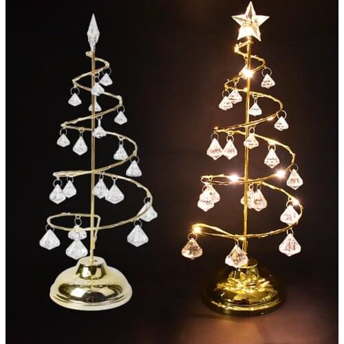 Christmas decorations Christmas glowing tree decorations wrought iron diamonds colorful creative LED lighting desktop