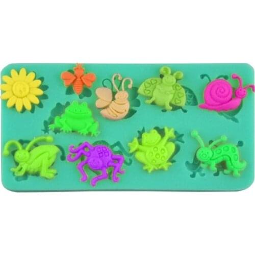 Silicone Summer Sugarcraft Cake Fondant Mold Decorating Tool mould,sunflower,bee,snail,frog,butterfly 3D Craft Art Clay Mold
