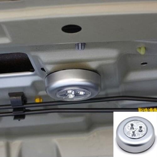 3 LED Car Emergency Light Battery Powered Tap Push Night Car 3W Reading LED Lamp Round Light Interior Stick O7L3