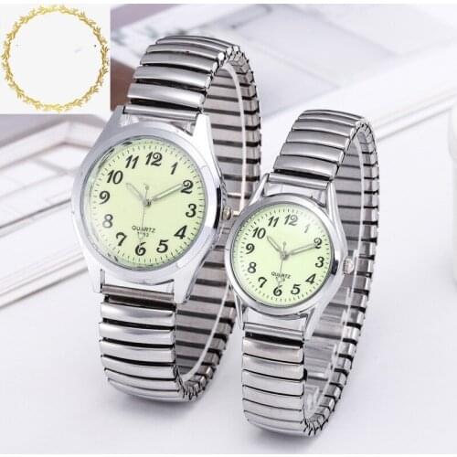 Glow Fashion Vintage Business Women Men Elastic Gold Sliver Quartz Watch Tide Lovers Couple Party Office Gifts Bracelet Watches