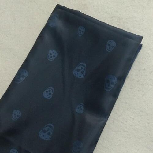 Vintage Punk Cool Navy Blue Skull Jacquard Polyester Lining Fabric 50x140cm Jacquard Lining Fabric For Lining of cloth dress Hom