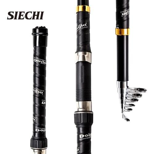 SIECHISpinning Fishing Rod Carbon Trout Carp Telescopic Fishing Pole 2.1M 2.4M 2.7MLure Fishing Rod Tackle