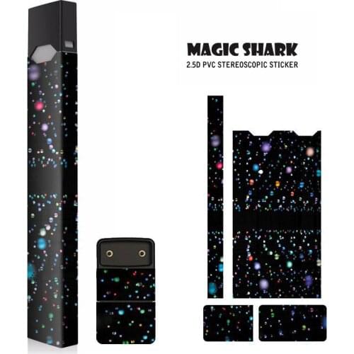 Magic Shark Ultra Thin Star Space Moon Sky Film PVC Sticker Case Cover For Juul Skin Vape Case 2021 New Arrival