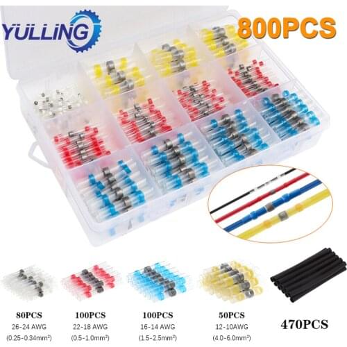 800PCS Waterproof Solder Seal Sleeves Heat Shrink Butt Wire Connectors Electrical Cable Splice Tinned Terminals Universal