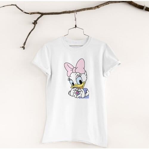 Daisy Cartoon Women T-shirts Kawaii Dropship Fashion Black White Tees Casual Harajuku Disney Cute Trend Pattern T Shirts Female