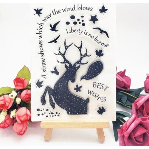 1pc Silhouette Deer Silicone Clear Seal Stamp DIY Scrapbooking Embossing Photo Album Decoration Rubber Stamp Art Handmade Puzzle