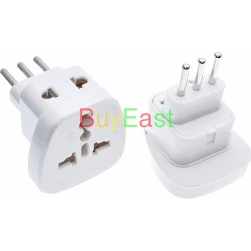 2 X Italian Uruguay 3 -Pin Type L 2 Way Outlet Travel Adapter convert EU/GE/US/AU/UK AC100~250V 10A With Safety Shutter White