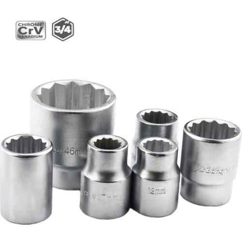 3/4" Drive Jumbo Twelve 12 Point Nut Socket for Wrench Size 17~50mm/ 1" 55-85mm Metric MM Heavy Duty Cr-V Steel Made 12pt Socket