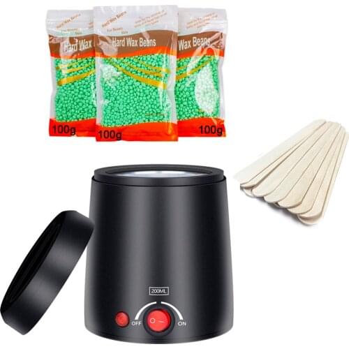 Wax Warmer Machine for Hair Removal Waxing Kit Paraffin Wax Bean Melt Heater Depilatory 10 Applicator Stickers Calentador 200CC