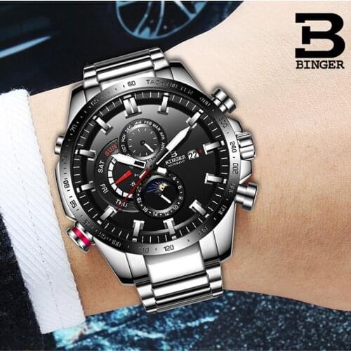 Switzerland Automatic Mechanical Watch Men BINGER Mens Watches Top Brand Luxury Military Clock Relogio Masculino montre homme