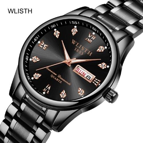 Men Watches Waterproof Stainless Steel Quartz Watch Male Crystal Clock Date Week Wrist Watch Luminous Hands Relogio Masculino