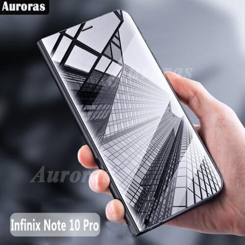 Auroras For Infinix Note10 Pro Flip Case Mirror Shockproof Flip Cover Stand Holder For Infinix Note 10 Pro Phone Cover Case