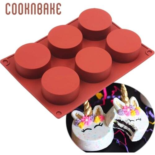 COOKNBAKE 6 Cavity Cylinder Silicone Mould For Chocolate Covered Oreo Cookie Round Jelly Pudding Cake Biscuit Baking Tool