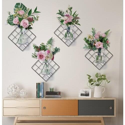 Flowers Wall Stickers PVC Material DIY Plant Wall Decals for Living Room Bedroom Kitchen Home Decoration
