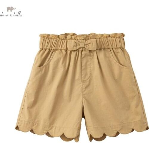 DK18303 dave bella summer 5Y-13Y kids girls fashion casual striped pockets shorts children boutique casual full-length pants