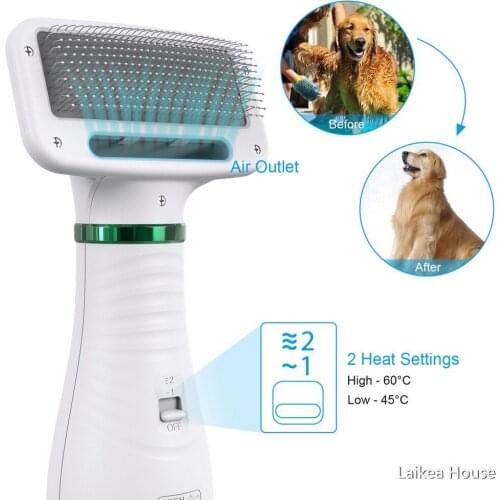 Hair Dryer Brush For Small Pet Dog 2 In 1 Low Noise Temperature Adjustable Dog Hair Dryer With Hair Comb Small Animal Hair Dryer
