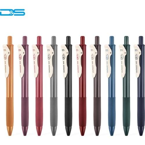 12pcs/set Dianshi Retro Gel Pen 0.5MM Color Ink Ballpoint Pen Quick Dry Sign Pen For School Office stationery Writting Pen