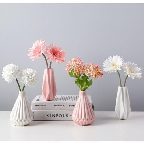 Ceramic Vase White Imitation Ceramic Flower Pot Flower Basket Flower Vase Decoration Home Nordic Decoration