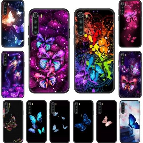Pretty Beautiful butterfly pattern Phone case For Xiaomi Redmi Note S2 4 5 6 7 8 A S X Plus Pro black 3D Etui pretty coque art