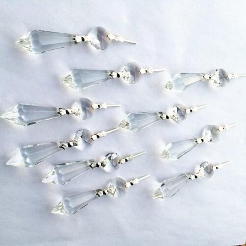 200pcs/lot 37mm crystal icicle prism pendant Clear chandelier glass hanging drops, wedding party decor