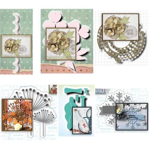 Piggy Craft metal cutting dies cut die mold Flower snowflake lace edge Scrapbook paper craft knife mould blade punch stencils