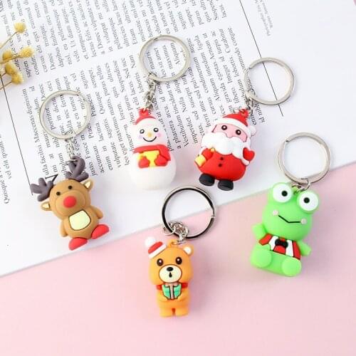 Merry Christmas Cute Cartoon Keychains Santa Claus Snowman Elk Key Chain For New Year Xmas Noel Christmas Decorations Kids Gifts