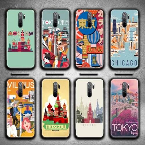 Moscow Tokyo Venice city poster Phone Case for Redmi 9A 8A 7 6 6A Note 9 8 8T Pro Max Redmi 9 K20 K30 Pro